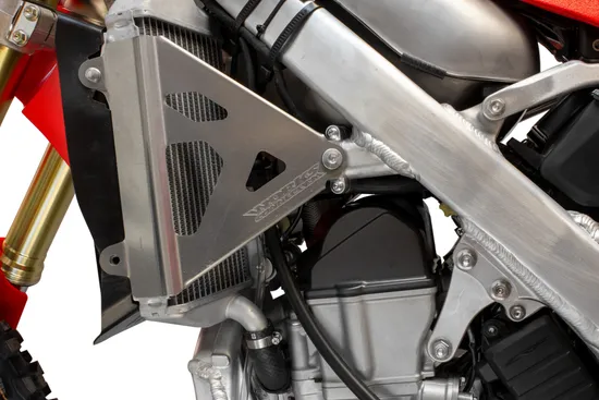 Works Silver Aluminum Radiator Brace Guard for Honda CRF450R RX
