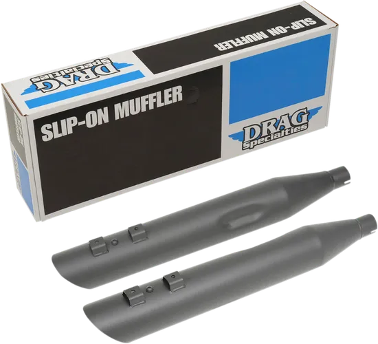 DS Steel Matte Black 4" Slip On Muffler Set for Harley FLT FLHT FLHR FLTR