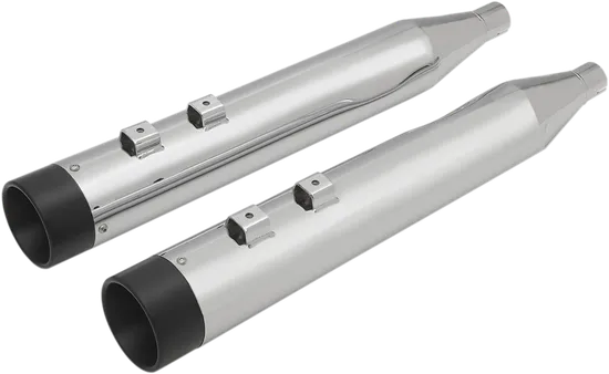 Chrome 4" Slip Ons Mufflers Set Black End Caps
