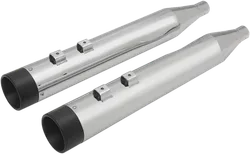 Chrome 4" Slip Ons Mufflers Set Black End Caps