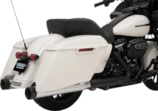 DS Chrome 4in Slip Ons Mufflers Set Black End Caps