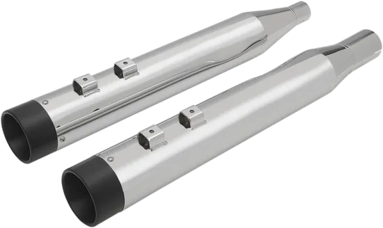 DS Chrome 4in Slip Ons Mufflers Set Black End Caps