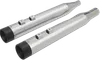 DS Chrome 4in Slip Ons Mufflers Set Black End Caps