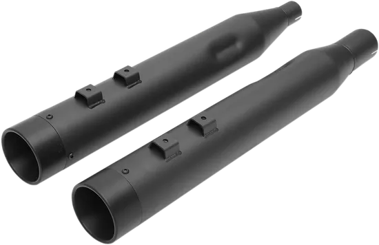 Black 4in Slip Ons Mufflers Set Black End Caps