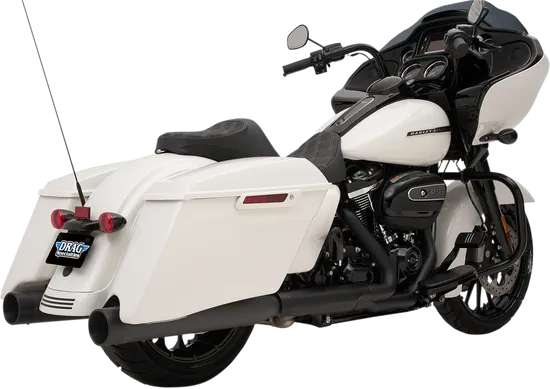 Black 4in Slip Ons Mufflers Set Black End Caps