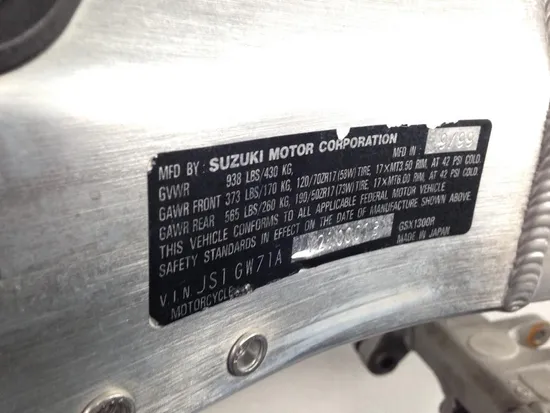 Main Frame Chassis CLN Ready To Go 2000 Suzuki Hayabusa GSX1300R