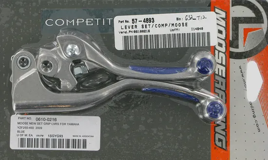 Moose Racing Blue Silver Aluminum Competition Lever Set