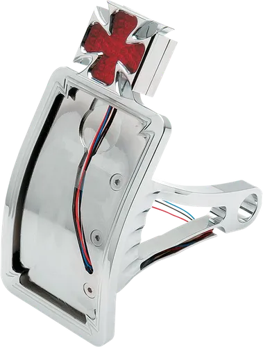 DS Aluminum Maltese Cross Curved Axle Tailight License Plate Vertical Mount