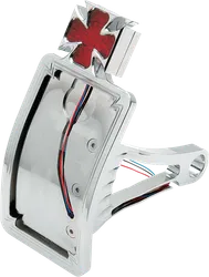 DS Aluminum Maltese Cross Curved Axle Tailight License Plate Vertical Mount