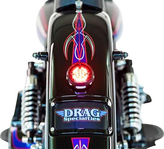 DS Black Round Bobber Bolt On LED Tailight License Plate Mount