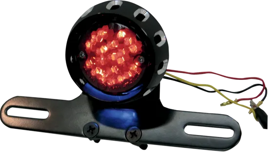 DS Black Round Bobber Bolt On LED Tailight License Plate Mount