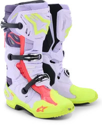 Alpinestars Tech 10 Supervented Boots Adult 8 Purple Pink Fluorescent Yellow