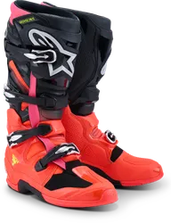 Alpinestars Tech 7 Boots Men 12 Black Fluorescent Red Fluorescent Pink