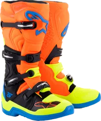 Alpinestars Tech 5 Boots Adult 11 Black Blue Fluorescent Yellow Fluorescent Orange