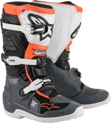 Alpinestars Tech 7S Youth Boots Youth 3 Black Gray White Fluorescent Orange