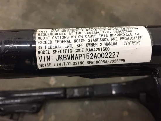 Main Frame Chassis 2002 Kawasaki Vulcan 1500 VN1500P Mean Streak 2189