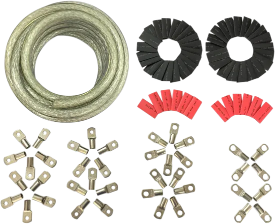 DS Clear 25 Ft Custom Battery Cable Wire Kit w Terminals and Heat Shrink Tube