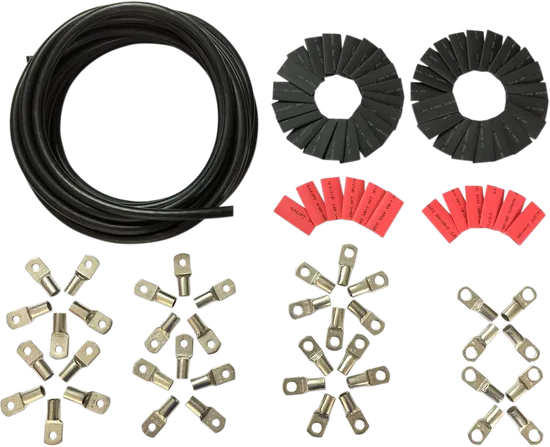 DS Black 25 Ft Custom Battery Cable Wire Kit w Terminals and Heat Shrink Tube