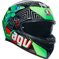 AGV Adult Unisex K3 Kamaleon Helmet Full Face 2XL Black Green Red