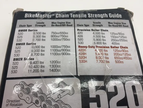 Bikemaster Heavy-Duty Precision Roller 520 Drive Chain Natural 120 Links A x 3