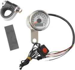 DS MPH Polished White Face Mini Electric Speedometer w Odometer