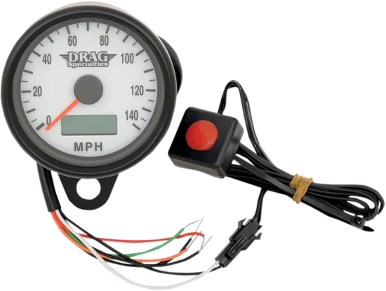 DS MPH 2.4in White Face Mini Electric Speedometer w Odometer