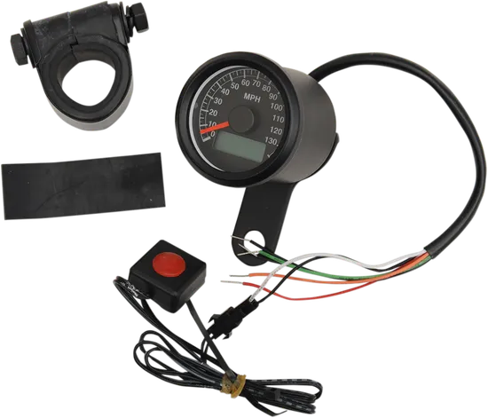 DS MPH Black Face Mini Electric Speedometer w Odometer