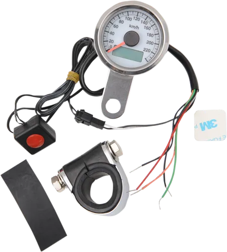 DS KMH SS White Face 1.87in Mini Speedometer w Odom