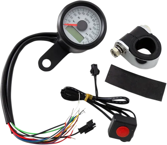 DS Stainless Steel White Face Speedometer with Indicator Lights