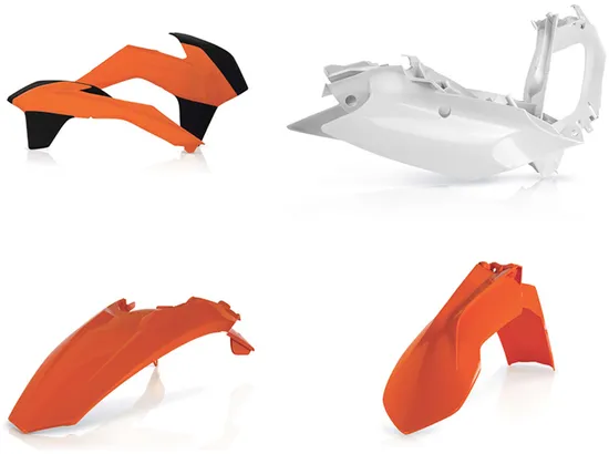 Acerbis Plastic Fender Body Kit Orange Front White Rear Black