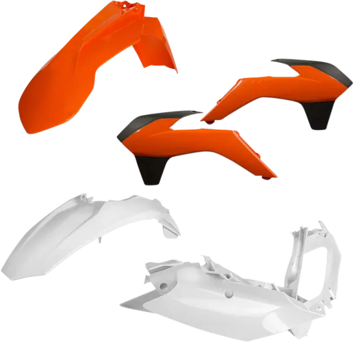 Acerbis Plastic Fender Body Kit Orange Front White Rear Black