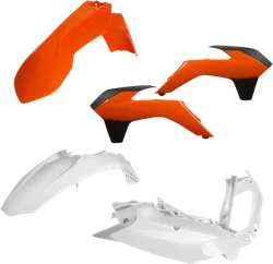 Acerbis Plastic Fender Body Kit Orange Front White Rear Black