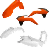 Acerbis Plastic Fender Body Kit Orange Front White Rear Black