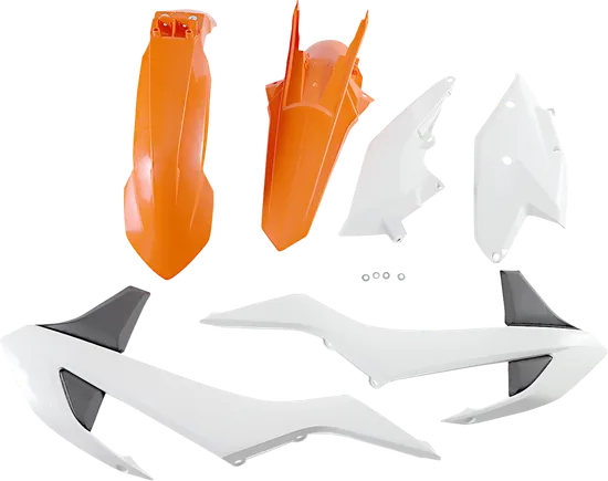 Acerbis Plastic Fender Body Kit Orange White Panel Black
