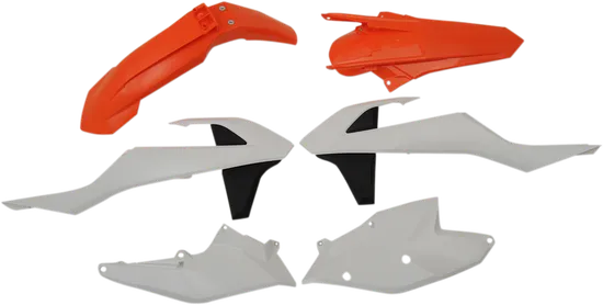 Acerbis Plastic Fender Body Kit Orange White Panel Black