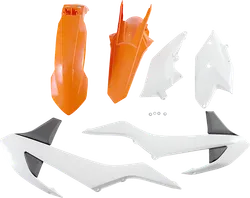 Acerbis Plastic Fender Body Kit Orange White Panel Black