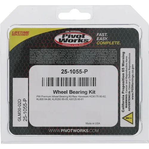 Pivot Works Premium Rear Wheel Bearing Kit for Kawasaki KX125 KLR250 KL600