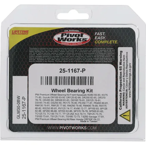 Pivot Works Premium Front Wheel Bearing Kit for Honda Kawasaki Suzuki