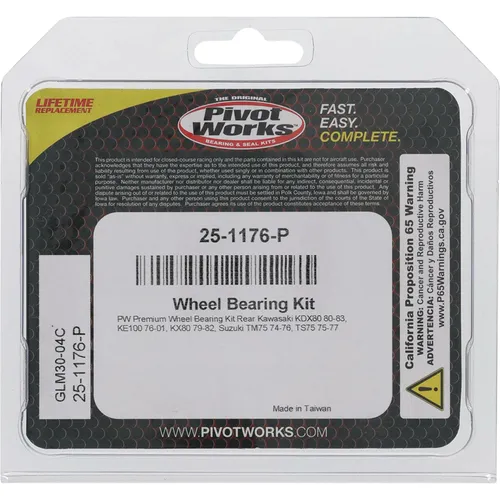 Pivot Works Premium Rear Wheel Bearing Kit for Kawasaki KX80 KE100 KDX80