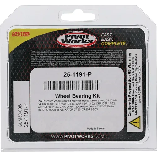 Pivot Works Premium Rear Wheel Bearing Kit for Honda Off-Road Motorcycle 70-200