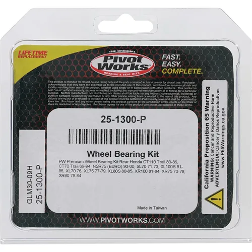 Pivot Works Premium Rear Wheel Bearing Kit for Honda Motorcycle 70-110