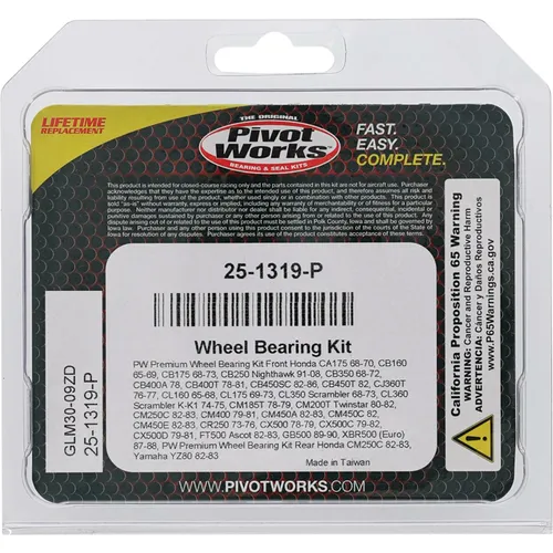 Pivot Works Premium Front Rear Wheel Bearing Kit for Honda Yamaha Motorcycle
