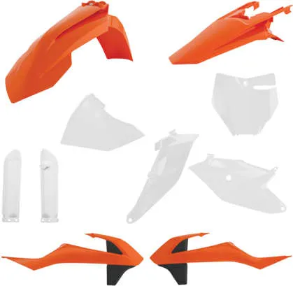 Acerbis Full Plastic Fender Body Kit OE Orange White Black 3