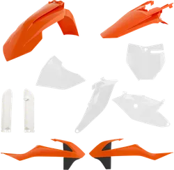 Acerbis Full Plastic Fender Body Kit OE Orange White Black