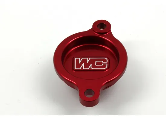 Works Red Aluminum Oil Filter Cover