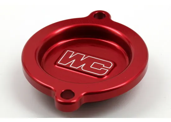 Works Red Aluminum Oil Filter Cover