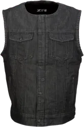 Z1R Adult Men Ganja Denim Vest L Black
