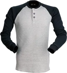 Z1R Adult Men Waffle Long-Sleeve Knit Shirt 3XL Black Gray