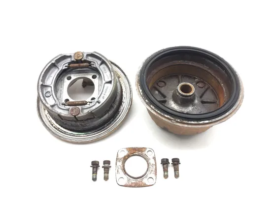 Left Rear Drum Brake Backing Assembly 1991 Kawasaki Bayou 300 KLF300B 3038A