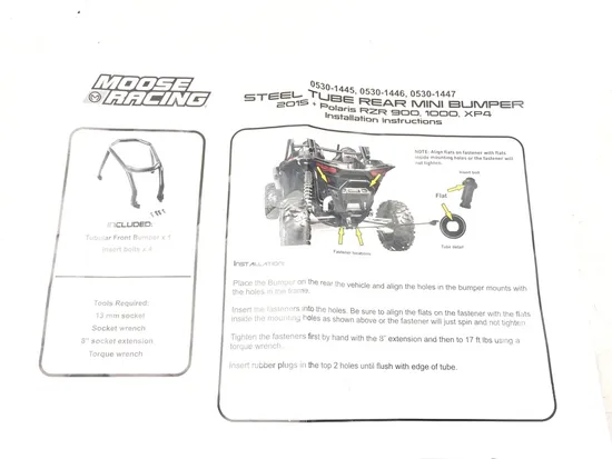 Rear Bumper 2017 Polaris RZR XP 1000 EPS 3194 x